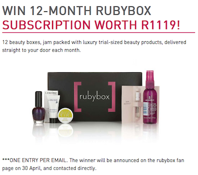 Win a 12-month rubybox subscription 