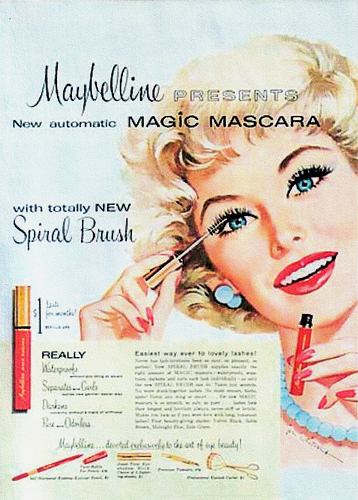 An ad for Ultra Lash (later renamed Great Lash) - the world's first "automatic" mascara