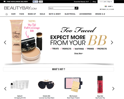 Beauty Bay homepage