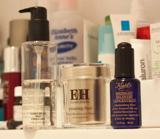 MAC Cleanse-Off Oil, Emma Hardie Cleansing Balm and Kiehl's Midnight Recovery Concentrate